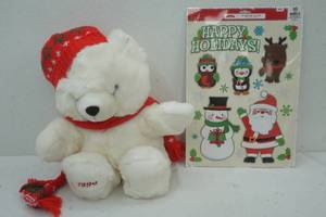 lot 395 image: 1996 Holiday Bear and Holiday window clings