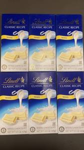 GA 2  - Set of 6 Lindt Classic Recipe White Chocolate Bars (4.4 oz each)