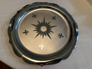 Vintage MCM Metal Tray Sunburst Design