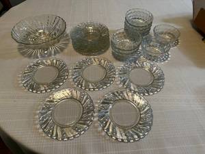 Vintage Pressed Glass Plates & Bowls Set