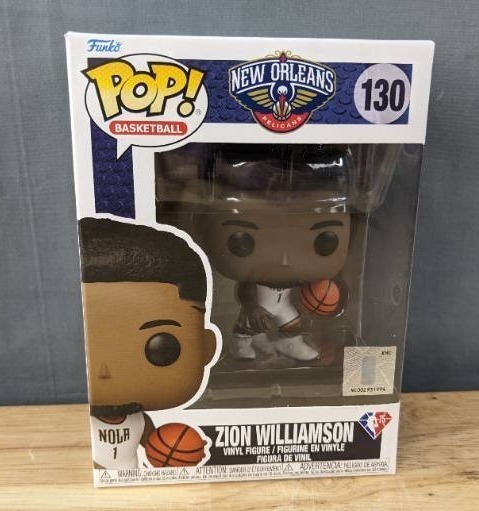 lot 16H image: Brand New Funko Pop Zion Williamson NBA New Orleans Pelicans #130 Figure N