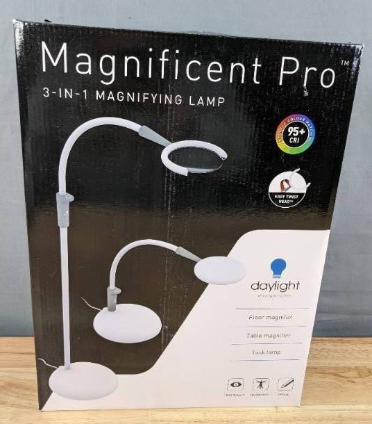 lot 19A image: Brand New Magnificent Pro - Magnifying Lamp, Bright 6000K LEDs, CRI 95, 3 in 1 $167.99 Retail I