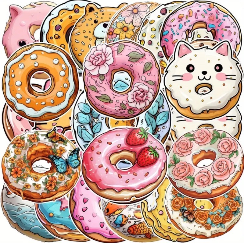 lot 99A image: 50 New Cartoon Donut Stickers N