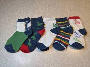lot 408 image: 5 New Pair Boys Socks Dinosaur Stripes Size 3-5 Years Old  P