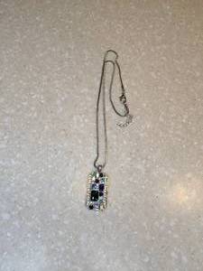 lot 415 image: New Faux Sapphire Necklace Alloy With Water Crystal Inlay P