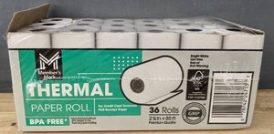 lot 66 image: New Members Mark Case of 36 Thermal Paper Rolls L