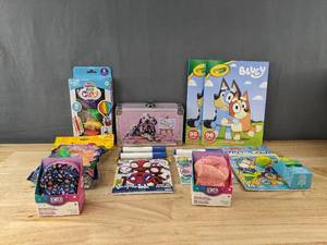 lot 101 image: Brand New Bluey Coloring Books, Play Doh Air Clay, Mini Backpack and More W