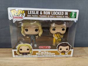 lot 154F image: Brand New 2 Pack Funko Pop Parks and Recreation Leslie & Ron Locked Figures V
