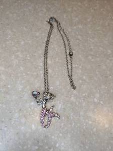 lot 421 image: New Mermaid Necklace Plated White K Silvery Pink Stones P
