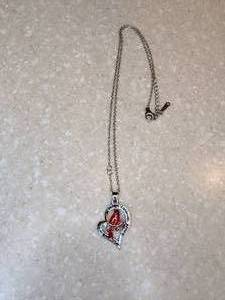 lot 430 image: New Cardinal Within A Heart Necklace When Cardinals Appear Angels Are Near Silver & Red P