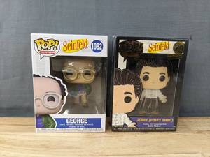lot 18F image: Brand New Funko Pop Seinfeld George #1082 Figure and Jerry Puffy Shirt Pin #20 V