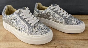 lot 56 image: New Betsey Johnson Reily Rhinestone Platform Sneakers Womens Size 6.5 White $70 Retail L