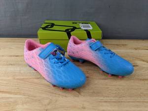 lot 155 image: Brand New Brooman Soccer Cleats Little Kids Size 3 in Blue & Pink L