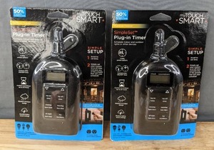 lot 54 image: Brand New 2 myTouchSmart Simple Set IndoorOutdoor Plug In Timers Black N