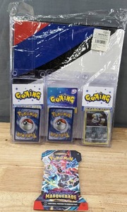 lot 64 image: Brand New 3 Packs of Pokemon Gaming Cards, 1 Pack Pokemon Scarlet & Violet Twilight Masquerade Cards, Pokemon 3-Ring Binder with Holder Sheets I