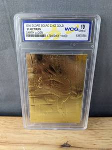 lot 200 image: 1995 Score Board Star Wars 23KT Gold WCG 10 Gem Mint Graded Numbered Darth Vader Card N