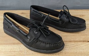 lot 87L image: New Sperry Starfish Boat Shoe Womens 6.5 Black L