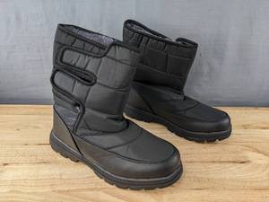 lot 440A image: Velcro Waterproof Snow Boots Mens Size 10.5 Black L