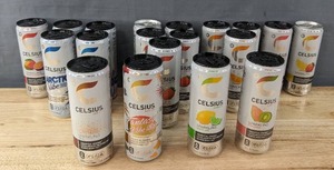 lot 210 image: 18 New Cans of 12 oz Celsius Energy Drinks - Flavors like Watermelon Kiwi Strawberry Mango Orange and more N
