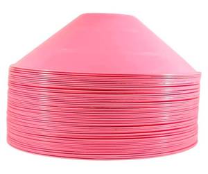lot 66G image: 50 Brand New Pink Disc Agility Soccer Cones with Carry Bag for Training - Football, Kids, Sports L