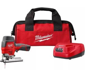 lot 9G image: Brand New Milwaukee 2445-20 M12 Cordless Jig Saw Set with Bag, Battery and Charger $239 Retail O