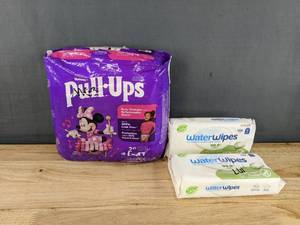 lot 50G image: 1 Brand New pack of Pull-Ups Minnie Mouse Girls Potty Training Pants, 3T-4T and 2 New 60 count packs of Water Wipes N