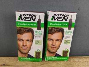 lot 49G image: 2 Brand New Just For Men Medium Brown Shampoo-In Color Kits L