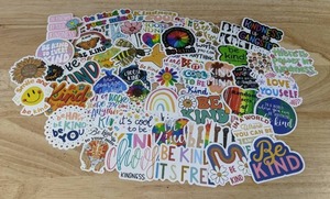 lot 48G image: 50 New Be Kind Smile Stickers N