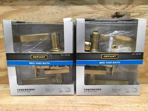 lot 88 image: Lot of 2 - Defiant Satin Brass Finish Door Handles