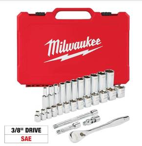 lot 4 image: MILWAUKEE 38 in. Drive SAE Ratchet and Socket Mechanics Tool Set (28-Piece)