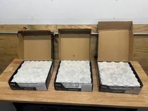 lot 34 image: MSI Lot of 3 Cases of- Carrara White Hexagon 12 in. x 12 in. x 8mm Honed Marble Mesh Mounted Mosaic Tile (9.8 sq. ft. case)