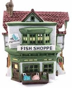 lot 23 image: Dept 56 - Dickens Village Collections The Mermaid Fish Shop - Heritage Village Collection