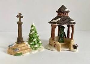 lot 63 image: Dept 56 - Dickens Village Collections Village Well and Holy Cross - Heritage Village Collection
