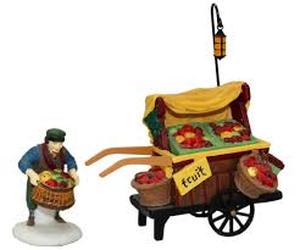 lot 88 image: Dept 56 - Dickens Village Collections Chelsea Market Fruit Monger & Cart - Heritage Village Collection