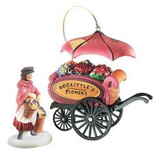 lot 102 image: Dept 56 - Dickens Village Collections Chelsea Market Flower Monger & Cart - Heritage Village Collection