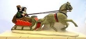 lot 113 image: Dept 56 - Dickens Village Collections Horse and Sleigh - Heritage Village Collection