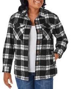 lot 186 image: Members Mark Womens Plaid Button Front Shacket-Large-Black Gray