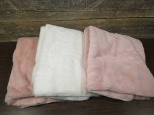 lot 162 image: Set of 3 Plush Faux Fur Body Pillow Covers-2 Pink1 White-Threshold