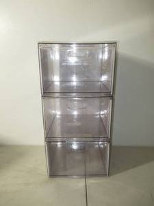 lot 9 image: Set of 3 All Purpose Single Drawer Storage Clear - Brightroom