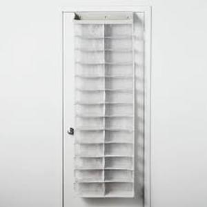lot 19 image: Over The Door 26 Shelf Mesh Shoe Organizer Light Gray - Brightroom