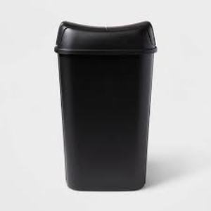 lot 20 image: 13.3gal Pivot Lid Waste Can Black - Brightroom Kitchen Trash Can, Swing Lid, 13 Gallon Capacity, Indoor Use