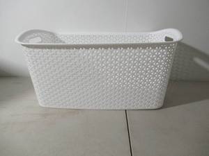 lot 26 image: Y-Weave Jumbo Decorative Storage Basket White - Brightroom Portable, Nesting, Stackable, 44L, Rectangle, 23.43x14.96x11.14