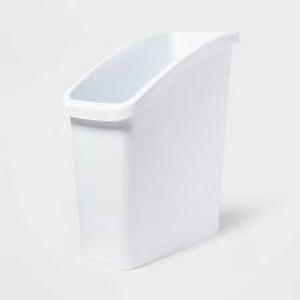 lot 29 image: Set of 2 Under Sink Waste and Sorting Can - Brightroom Compact Kitchen Trash Can, 5.8 Gallon, White