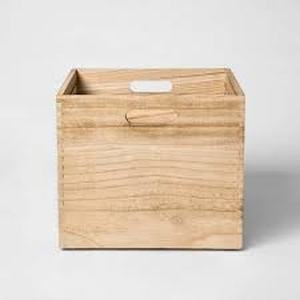 lot 31 image: Large Wood Milk Crate Toy Kids Storage Bin - Pillowfort