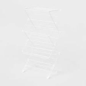 lot 49 image: Folding Steel Drying Rack White - Brightroom Collapsible Clothes Dryer, 308 Surface Area, 10lb Capacity