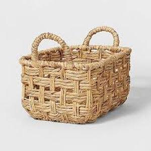 lot 58 image: Rectangular Tall Twisted Open Checkered Weave Basket - Brightroom