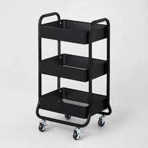 lot 59 image: 3 Tier Metal Utility Cart - Brightroom-Black