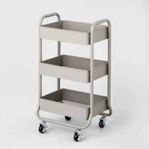 lot 88 image: 3 Tier Metal Utility Cart - Brightroom-Gray