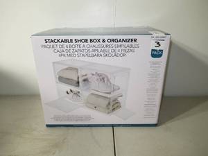 lot 75 image: Stackable Shoe Box Organizer 3 Pack