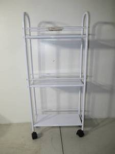 lot 78 image: Narrow Storage Cart White - Room Essentials Rolling Utility, Bathroom Organizer, Dorm Essential, 3 Shelves, Powder-Coated Steel